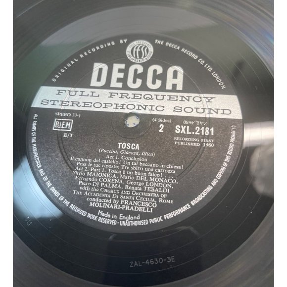 Puccini Tosca Tebaldi Del Monaco London DECCA SXL 2180-1 2LP 1ED Wallet Cover - Picture 5 of 11